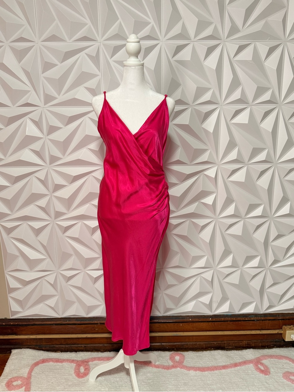 Zara Fuchsia Satin Midi Slip Dress